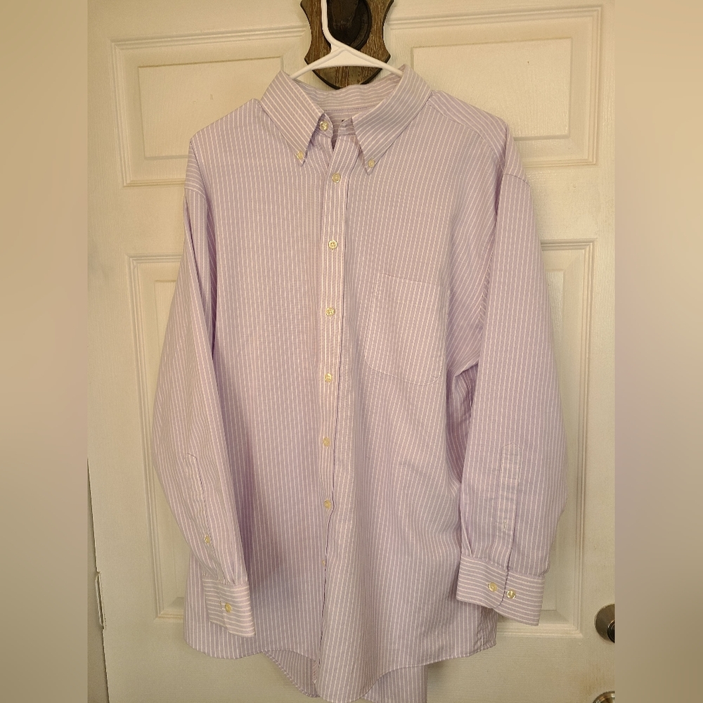 (1153) Stafford Men's Wrinke Free Oxford Dress Shirt, Size: 17, Color: Purple